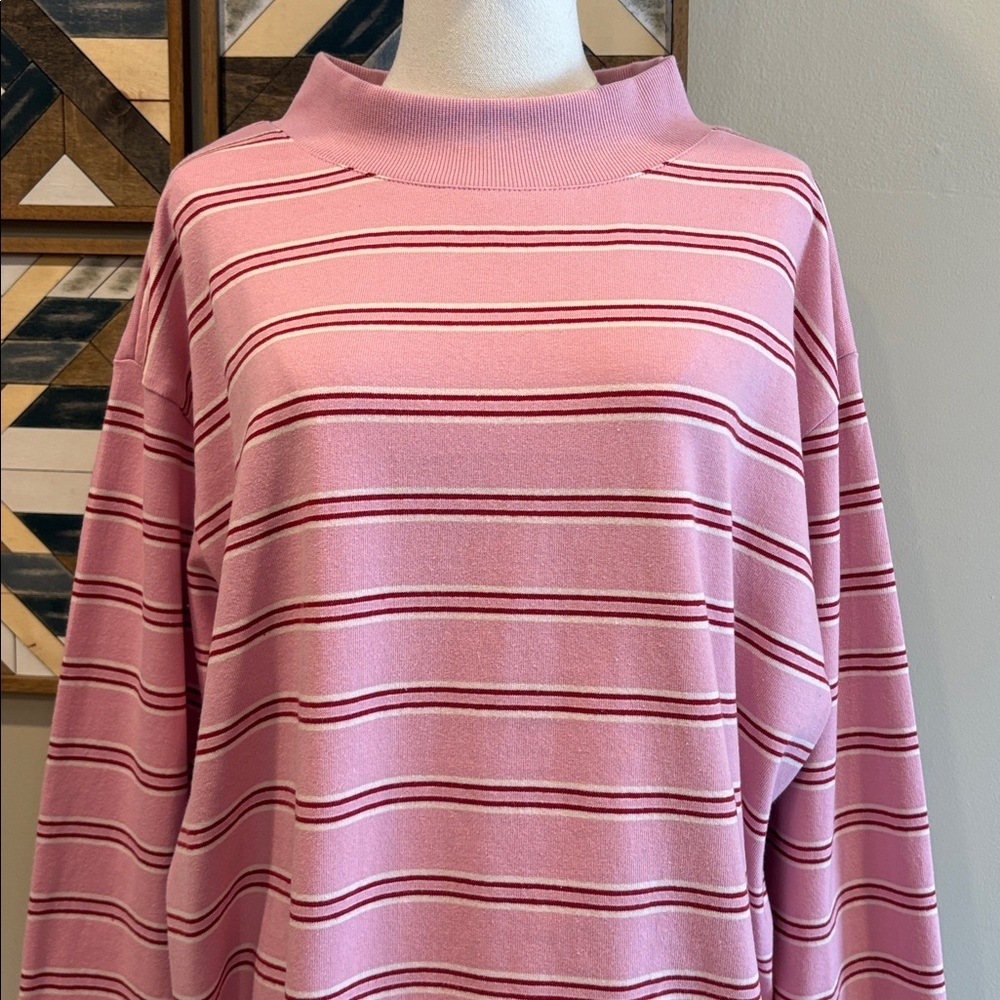 PARKE Valentine’s Day Striped Mockneck in Blush Pink size L/XL NEW - Picture 2 of 11